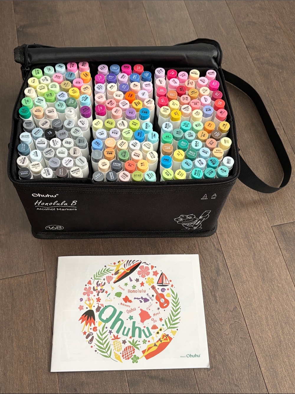 OHUHU Alcohol Markers Brush & Fine Tip, 168-Color Double Tip